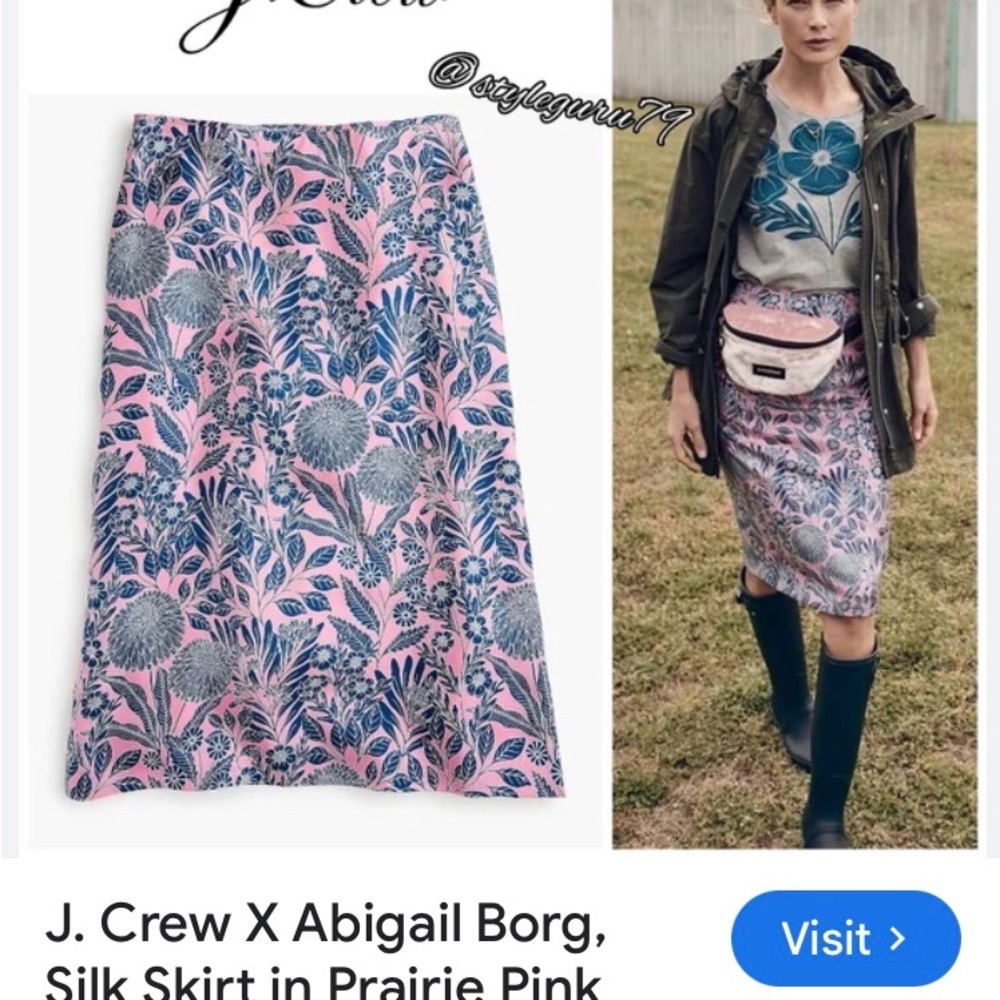 J. Crew X Abigail Borg Beautiful 100% Silk Skirt, SZ 2